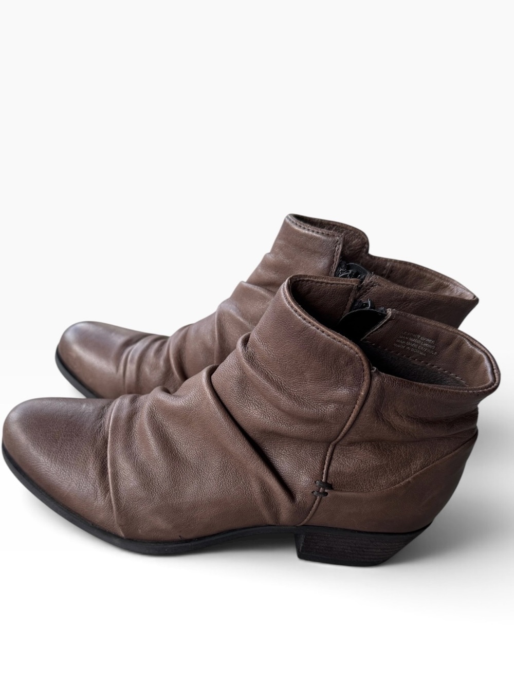 Miz Mooz Taupe Leather Ankle Zipper Slouch Booties Sz 41 EU 10-10.5 US